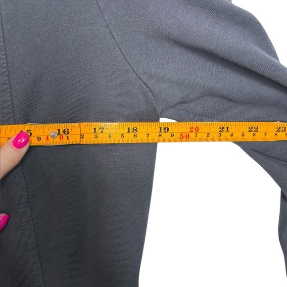 Prana Rowen Gray Woven Striped Button Front Fleece Longline Trench Jacket - Picture 8 of 9